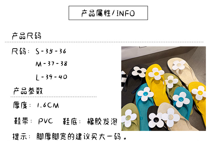 太阳花朵度假人字拖女踩屎感家居旅游休闲沙滩鞋外穿夹趾凉拖鞋女 商品详情图 3