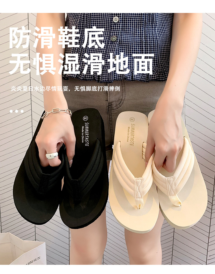 夏季女生耐磨海滩拖鞋人字拖女中跟新款户外防滑旅游外出外穿日常 商品详情图 3