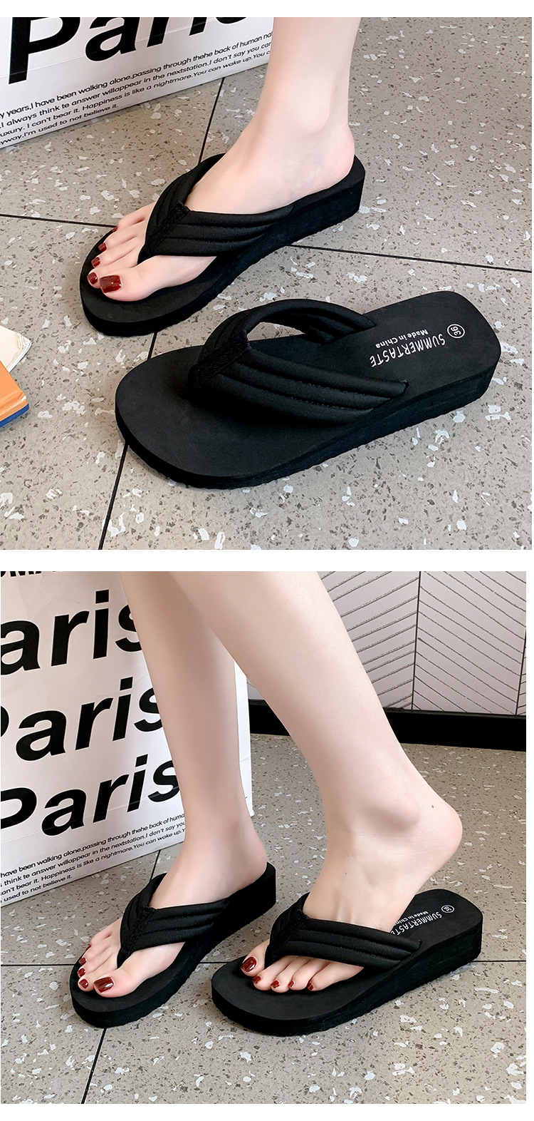 夏季女生耐磨海滩拖鞋人字拖女中跟新款户外防滑旅游外出外穿日常 商品详情图 13