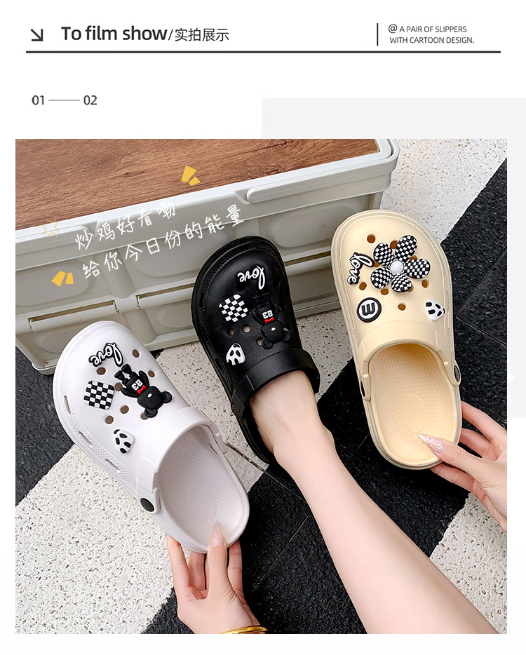 少女心卡通洞洞鞋女35mm厚底踩屎感夏季外穿百搭防滑包头沙滩凉拖 商品详情图 10