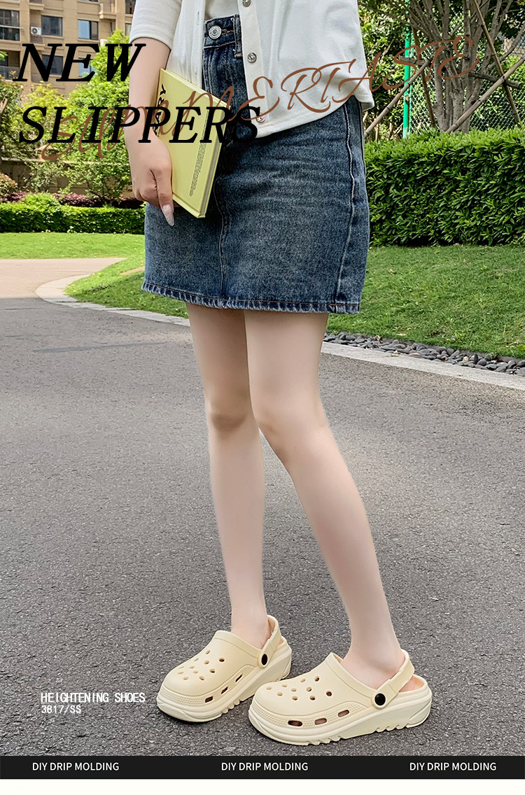 夏季DIY时尚休闲EVA厚底洞洞鞋男沙滩凉鞋情侣防滑耐磨凉拖鞋女士 商品详情图 1