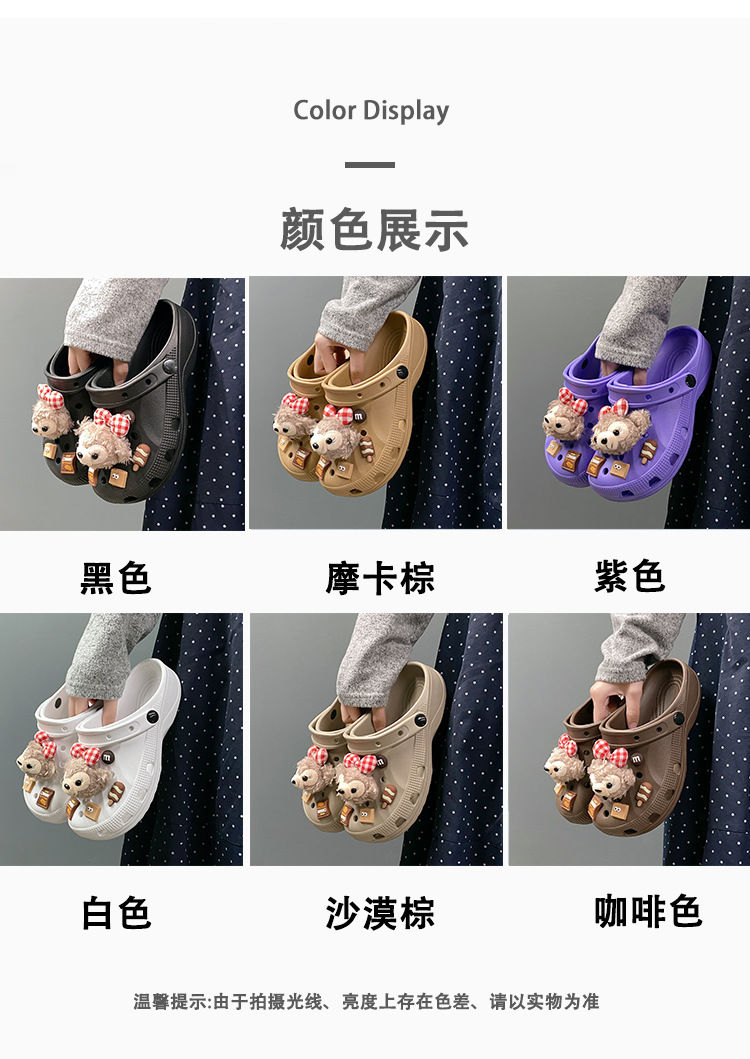 卡通百搭防滑简约夏季平底凉拖鞋新款洞洞鞋学生外穿防水透气凉鞋 商品详情图 5