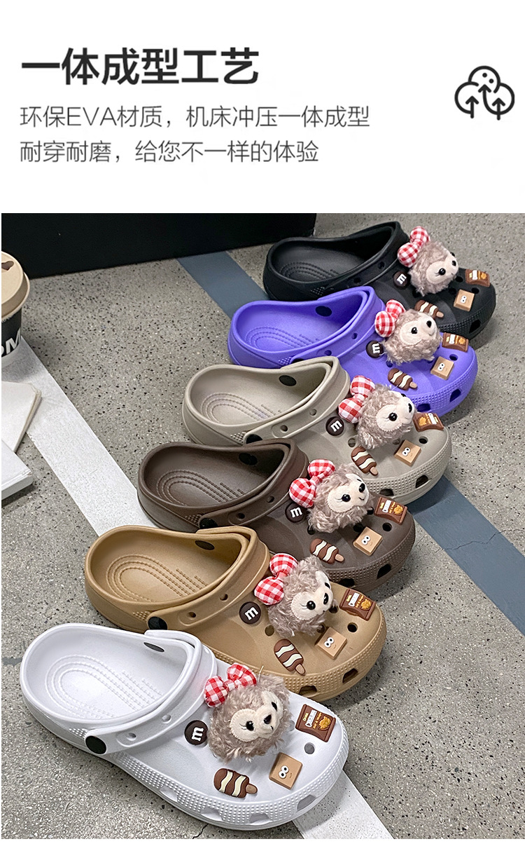 卡通百搭防滑简约夏季平底凉拖鞋新款洞洞鞋学生外穿防水透气凉鞋 商品详情图 11
