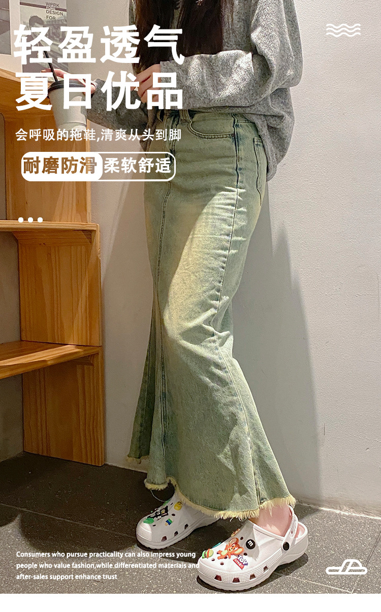软底厚底网红款孕妇沙滩新款耐磨卡通拖鞋洞洞鞋女士防滑包头外穿 商品详情图 1
