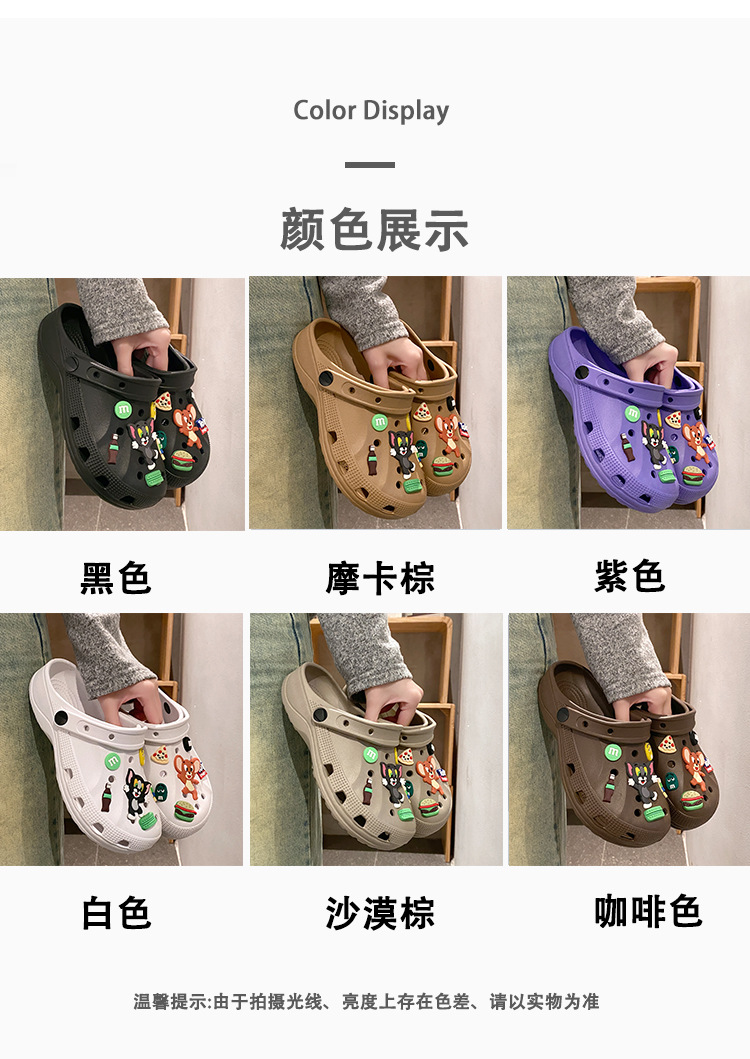 软底厚底网红款孕妇沙滩新款耐磨卡通拖鞋洞洞鞋女士防滑包头外穿 商品详情图 5