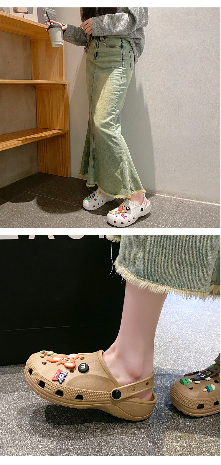软底厚底网红款孕妇沙滩新款耐磨卡通拖鞋洞洞鞋女士防滑包头外穿 商品详情图 13