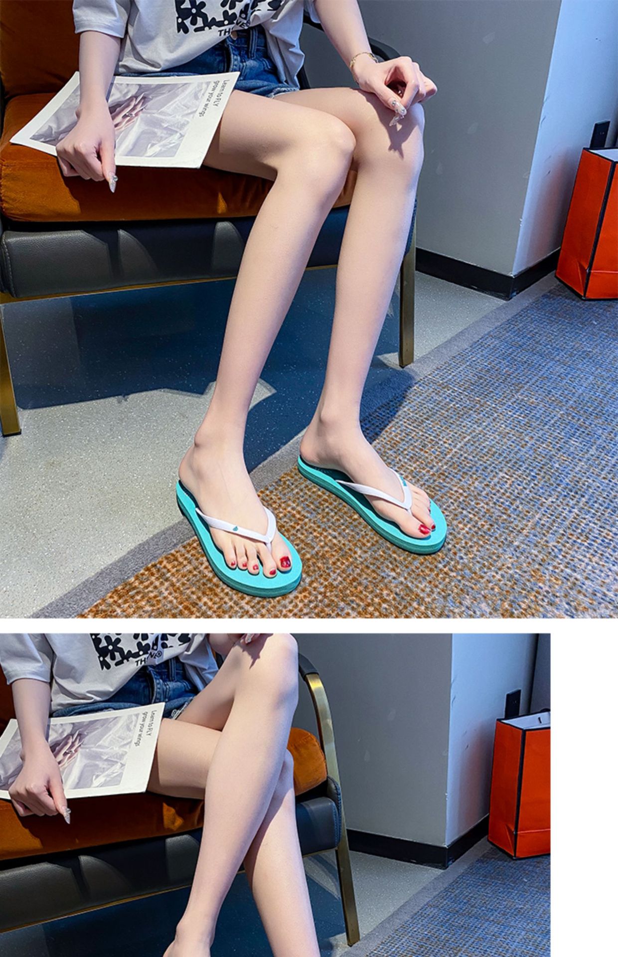 可爱人字拖女夏时尚外穿新款学生防滑浴室夹脚沙滩海边凉拖鞋新款 商品详情图 37
