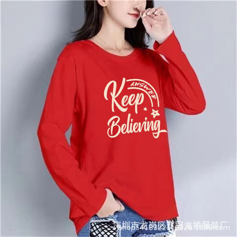 女装上衣秋冬季T恤打底衫圆领长袖地摊夜市货源宽松大码女装长t恤 商品详情图 21