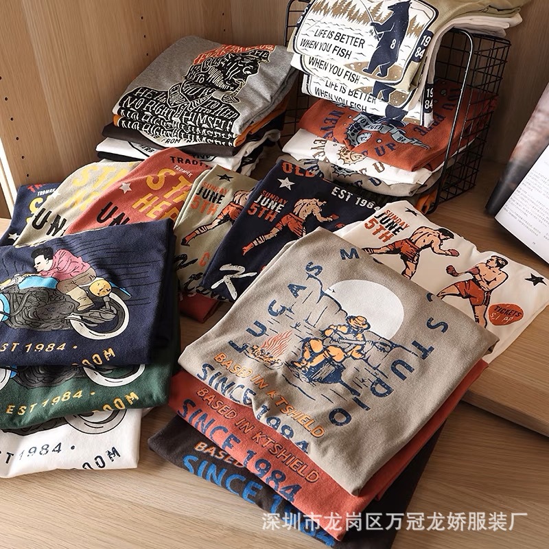 外贸男装尾货2026夏季新款潮牌港风圆领短袖打底T恤宽松休闲t恤 商品详情图 4