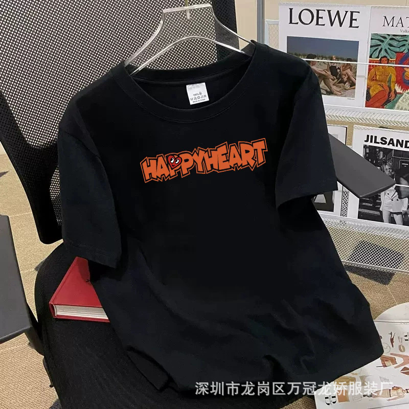 女装休闲短袖t恤女夏季圆领修身显瘦内搭弹力紧身黑白印花打底衫 商品详情图 8
