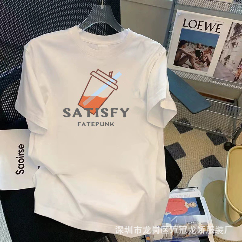 女装休闲短袖t恤女夏季圆领修身显瘦内搭弹力紧身黑白印花打底衫 商品详情图 9
