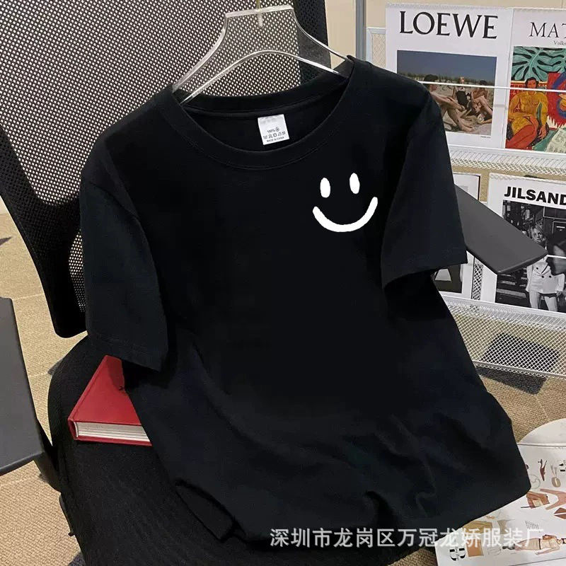 女装休闲短袖t恤女夏季圆领修身显瘦内搭弹力紧身黑白印花打底衫 商品详情图 12