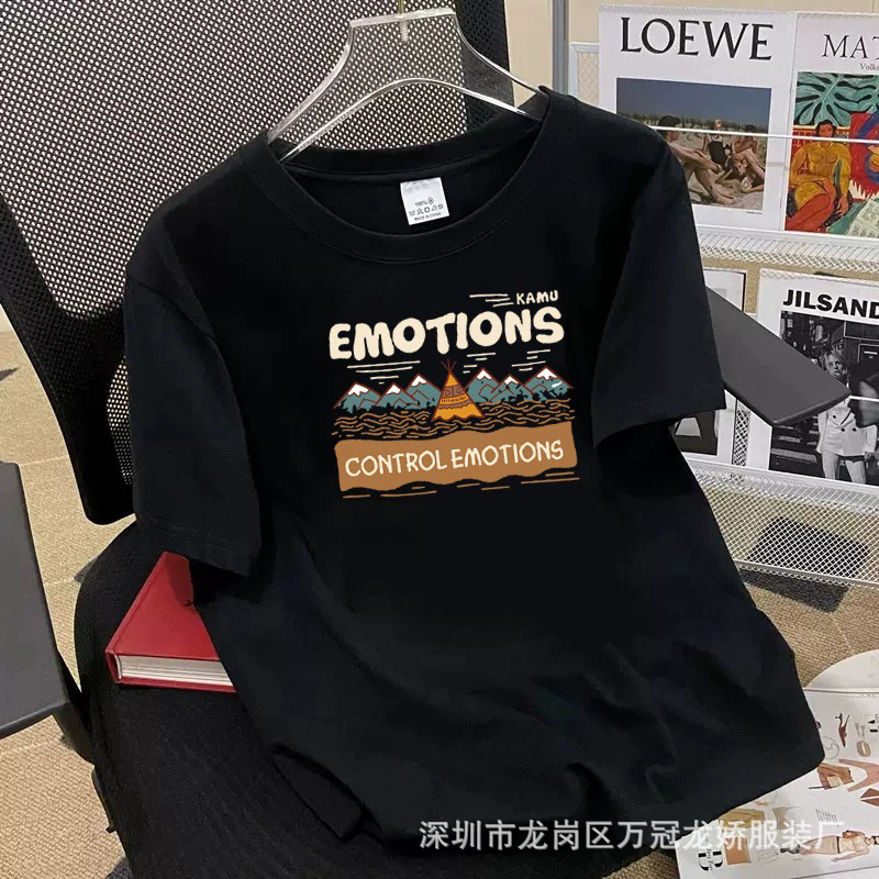 女装休闲短袖t恤女夏季圆领修身显瘦内搭弹力紧身黑白印花打底衫 商品详情图 14