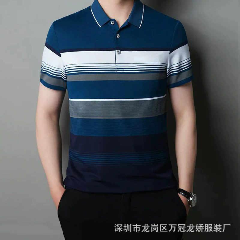 全新外贸男装翻领短袖T恤地摊货源中老年翻领POLO衫宽松男士t恤衫 商品主图