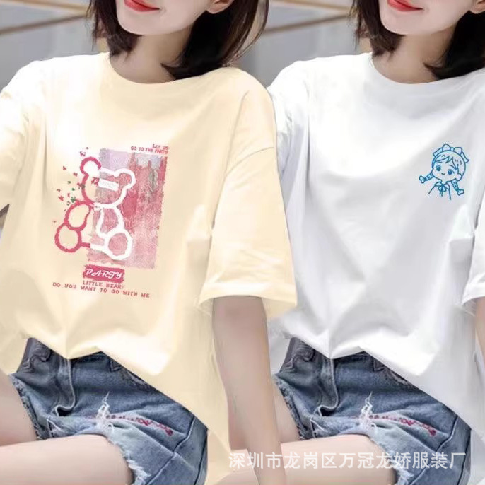 外贸新款2026夏季卡通短袖t恤女韩版圆领印花上衣宽松大码女装潮 商品详情图 10