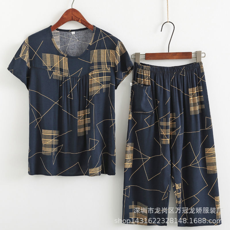 妈妈夏装新款棉绸套装大码奶奶老人衣服夏季短袖T恤衫中老年女装 商品详情图 20