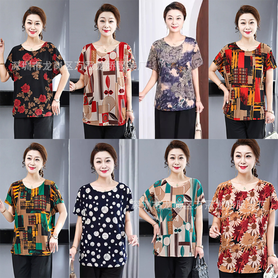 新款中老年妇女短袖批发宽松T恤 大码妈妈夏装上衣赶集摆地摊衣服 商品详情图 6