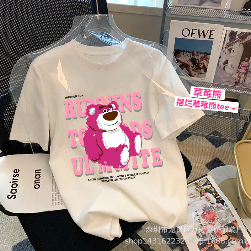 夏季卡通短袖t恤韩版圆领印花上衣宽松大码时尚女装批发 商品详情图 6