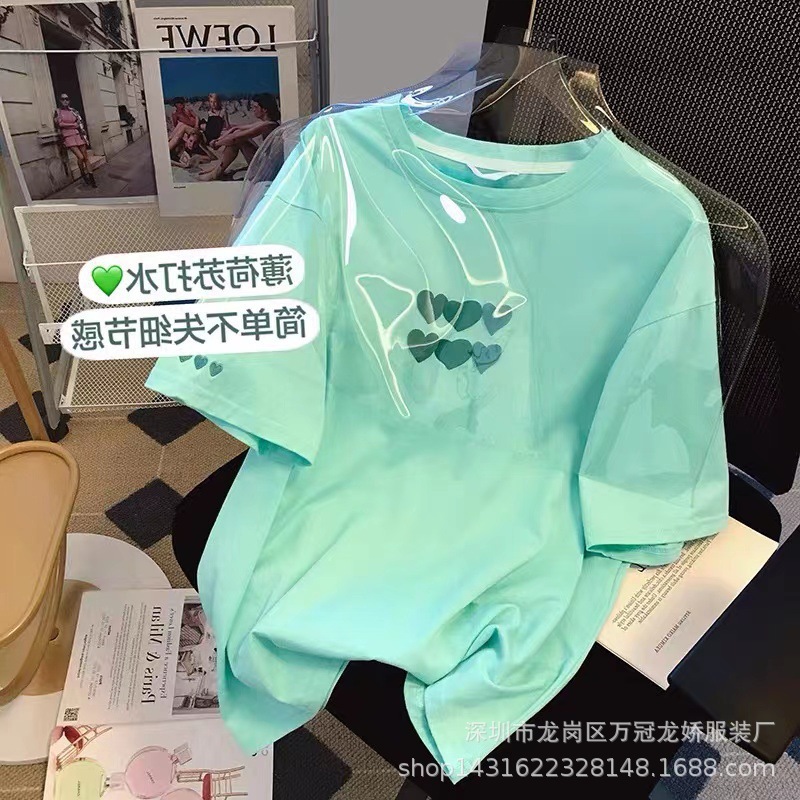 夏季卡通短袖t恤韩版圆领印花上衣宽松大码时尚女装批发 商品详情图 10