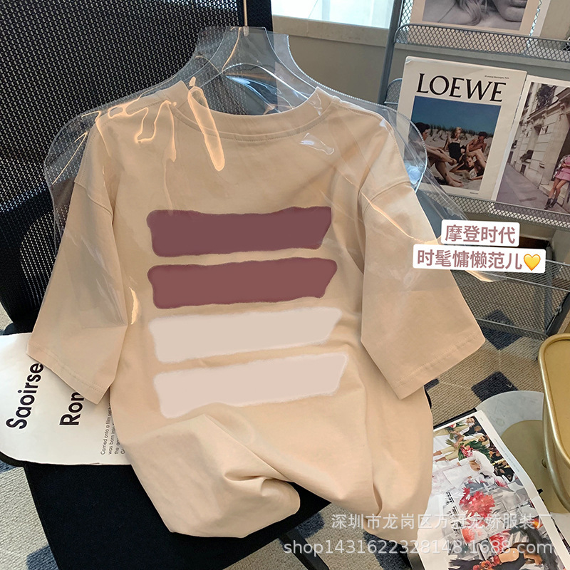 夏季卡通短袖t恤韩版圆领印花上衣宽松大码时尚女装批发 商品详情图 14