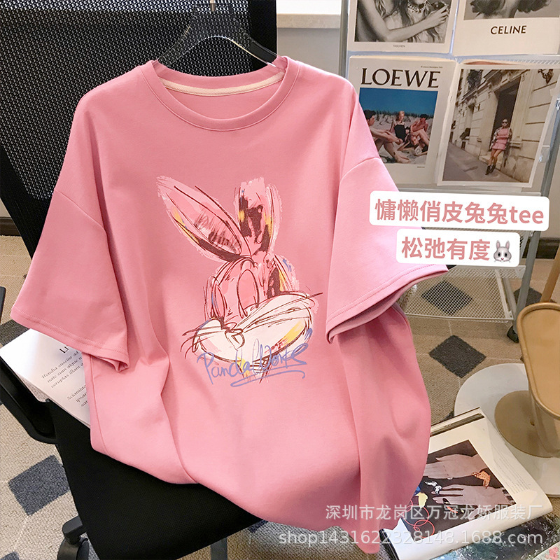 夏季卡通短袖t恤韩版圆领印花上衣宽松大码时尚女装批发 商品详情图 16