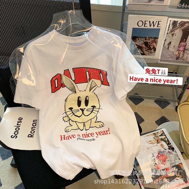 夏季卡通短袖t恤韩版圆领印花上衣宽松大码时尚女装批发 商品详情图 17