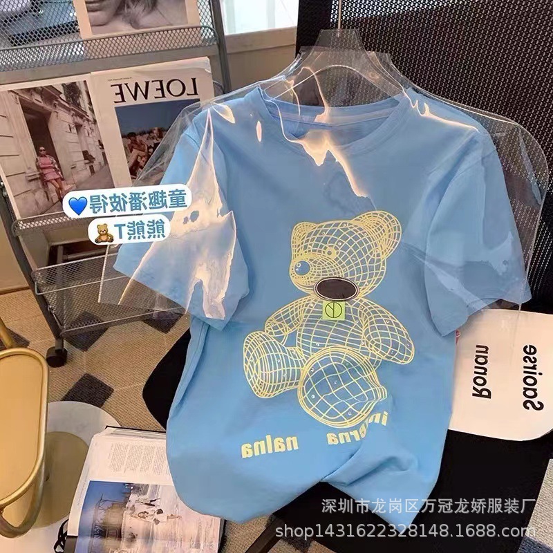 夏季卡通短袖t恤韩版圆领印花上衣宽松大码时尚女装批发 商品详情图 18