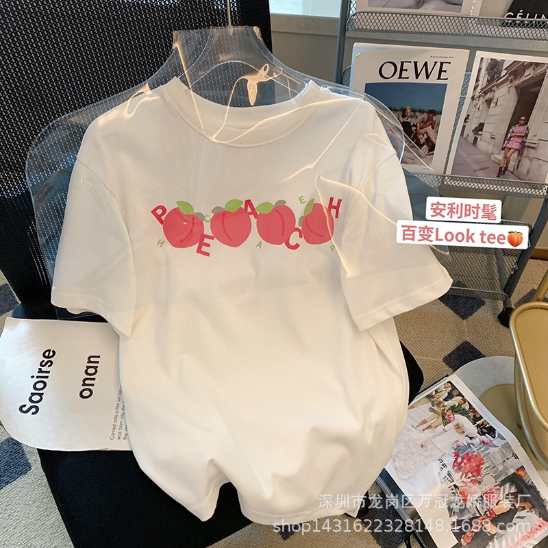 夏季卡通短袖t恤韩版圆领印花上衣宽松大码时尚女装批发 商品详情图 19