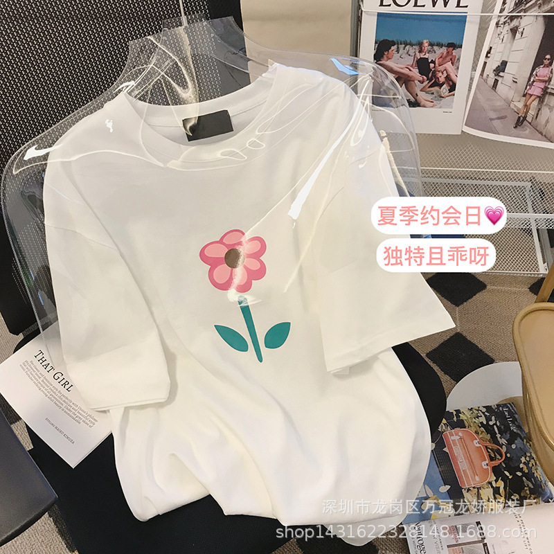 夏季卡通短袖t恤韩版圆领印花上衣宽松大码时尚女装批发 商品详情图 20
