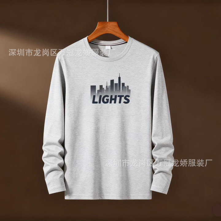 外贸男装长袖t恤衣服大码圆领长袖打底衫地摊货源批发 商品详情图 2