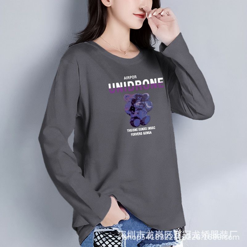 春秋季女装长袖新款女式休闲大码上衣地摊批发长袖t恤打底衫 商品详情图 19