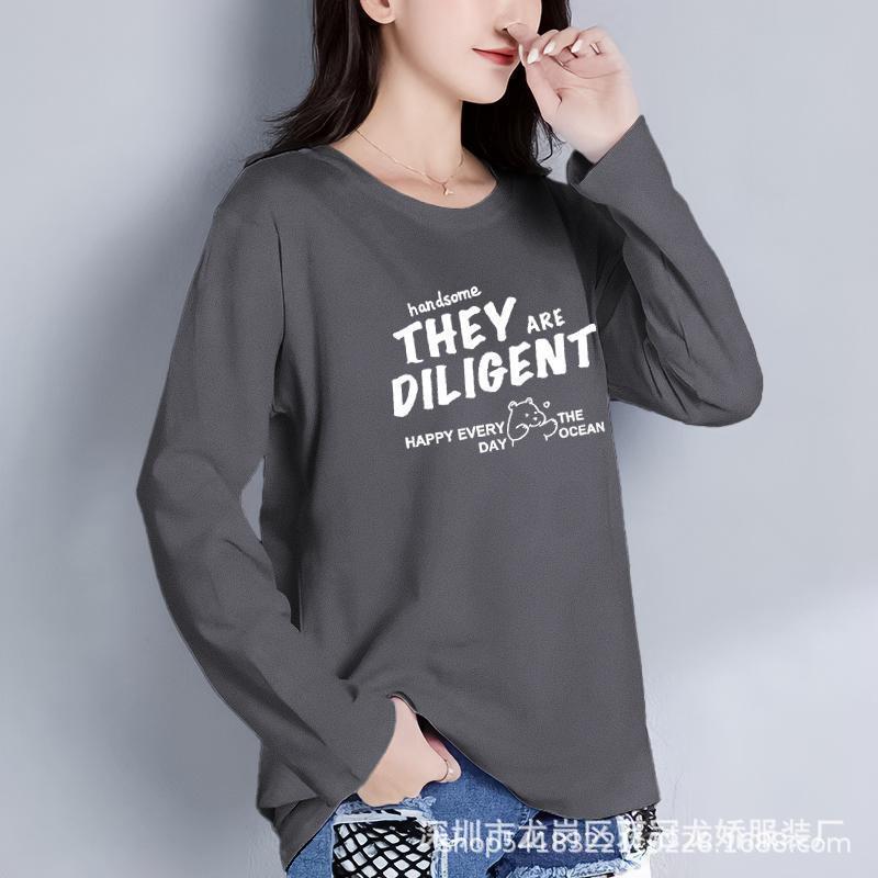 春秋季女装长袖新款女式休闲大码上衣地摊批发长袖t恤打底衫 商品主图