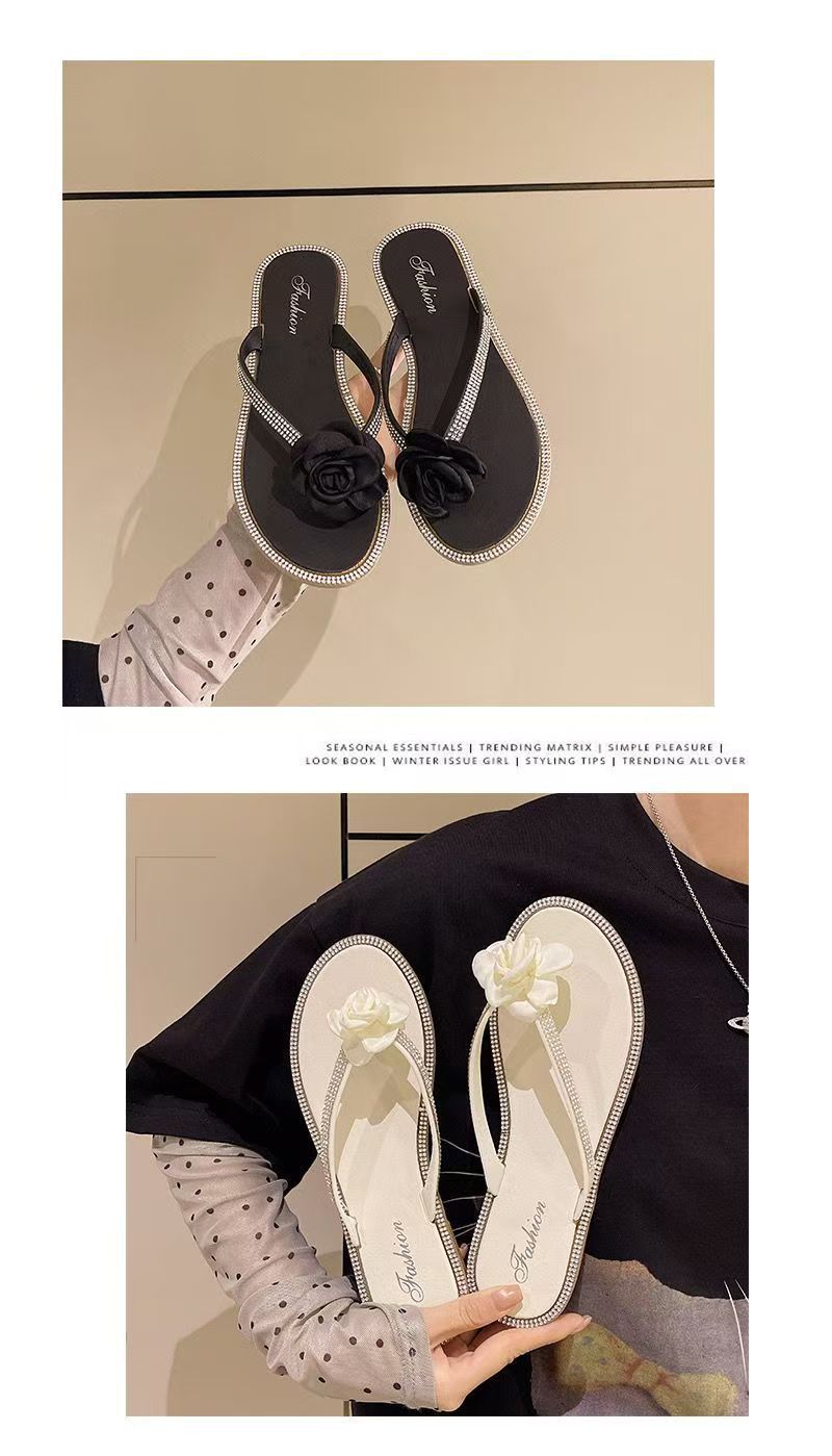 玫瑰拖鞋女外穿时尚优雅洋气沙滩防滑居家用软底夹脚人字凉拖鞋夏 商品详情图 6