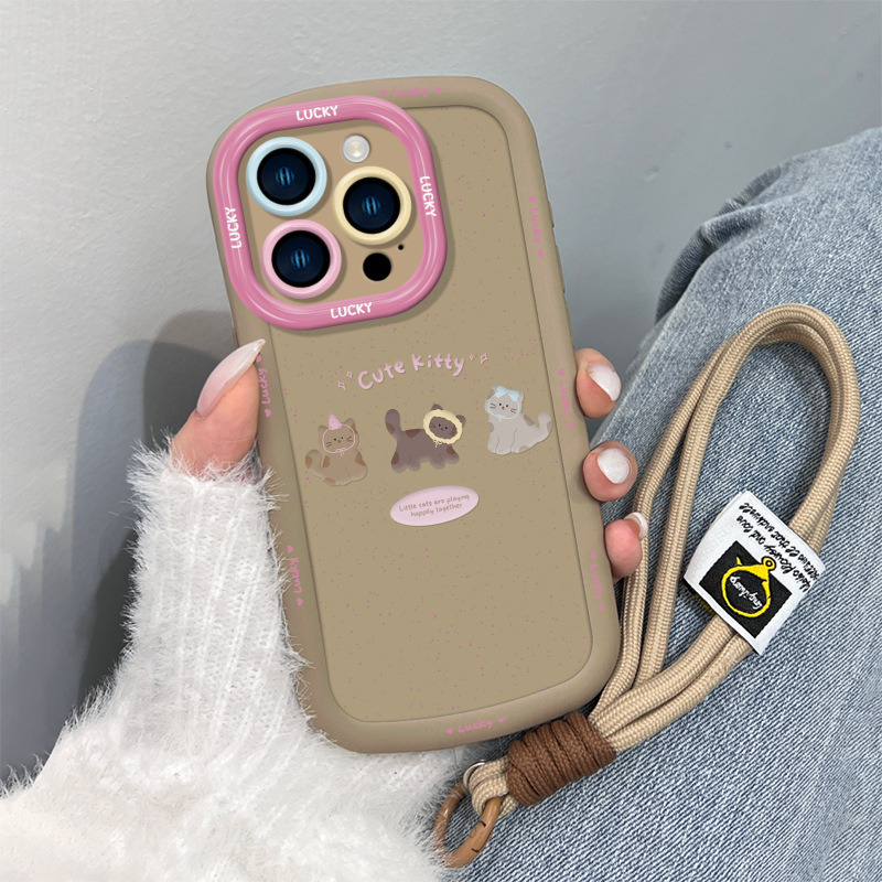 咖啡小猫适用苹果15手机壳新款iphone17promax简约13女挂绳16、8p 商品详情图 5