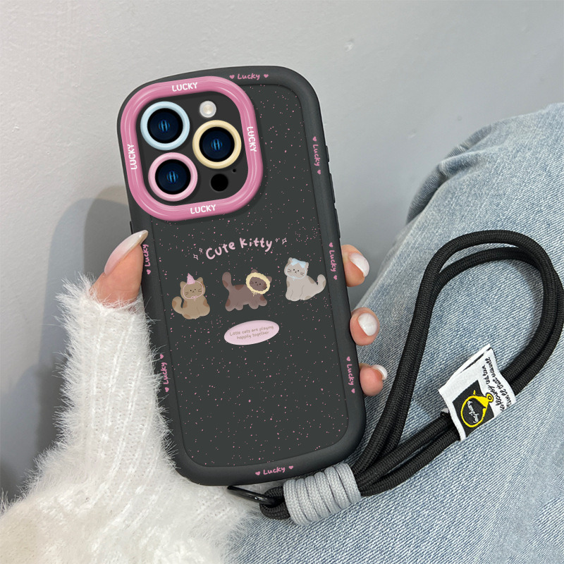 咖啡小猫适用苹果15手机壳新款iphone17promax简约13女挂绳16、8p 商品详情图 6