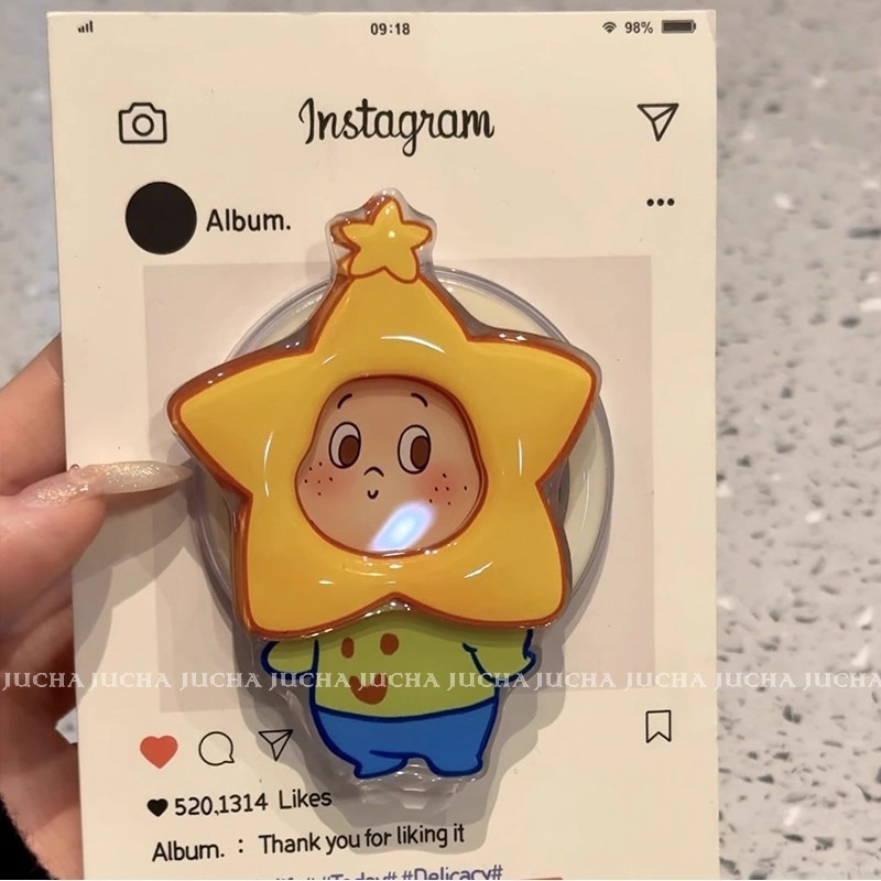 由里公园ins可爱尖尖帽星星人17适用16pro苹果15ProMax手磁吸 星星头套磁吸支架(不含壳) 颜色款式图 8