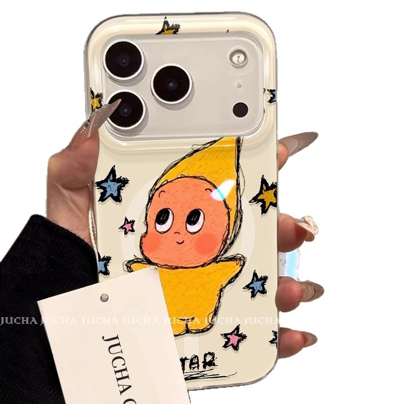 由里公园ins可爱尖尖帽星星人17适用16pro苹果15ProMax手磁吸 商品主图