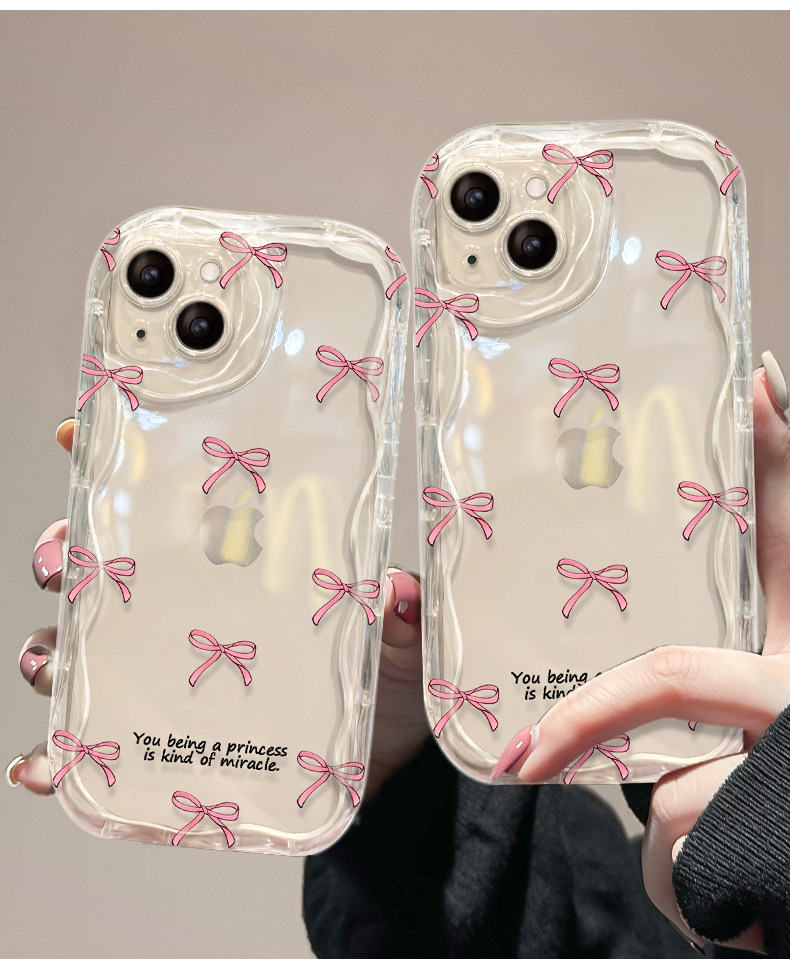 适用苹果17promax手机壳iPhone14、13粉蝴蝶结手链11、12透明硅胶xs 商品详情图 10