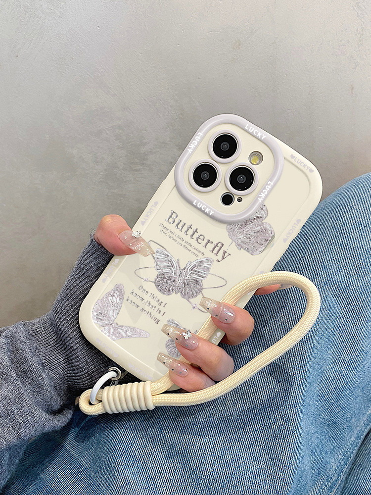 高级感蝴蝶适用苹果17promax手机壳iphone15pro带挂绳14女款13原 商品详情图 4