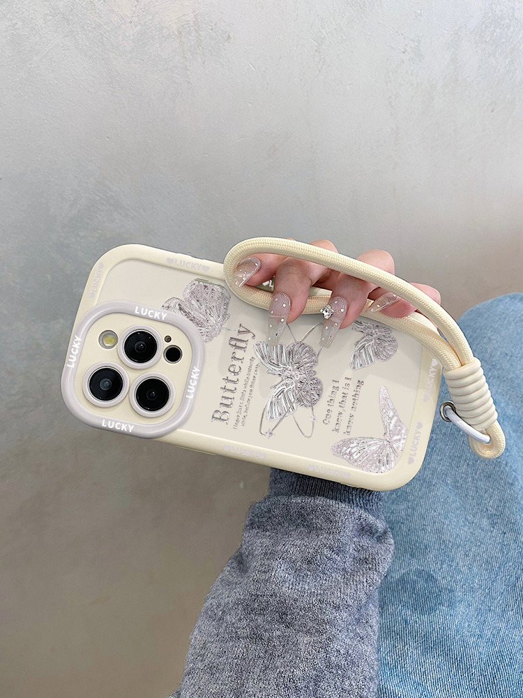 高级感蝴蝶适用苹果17promax手机壳iphone15pro带挂绳14女款13原 商品详情图 7
