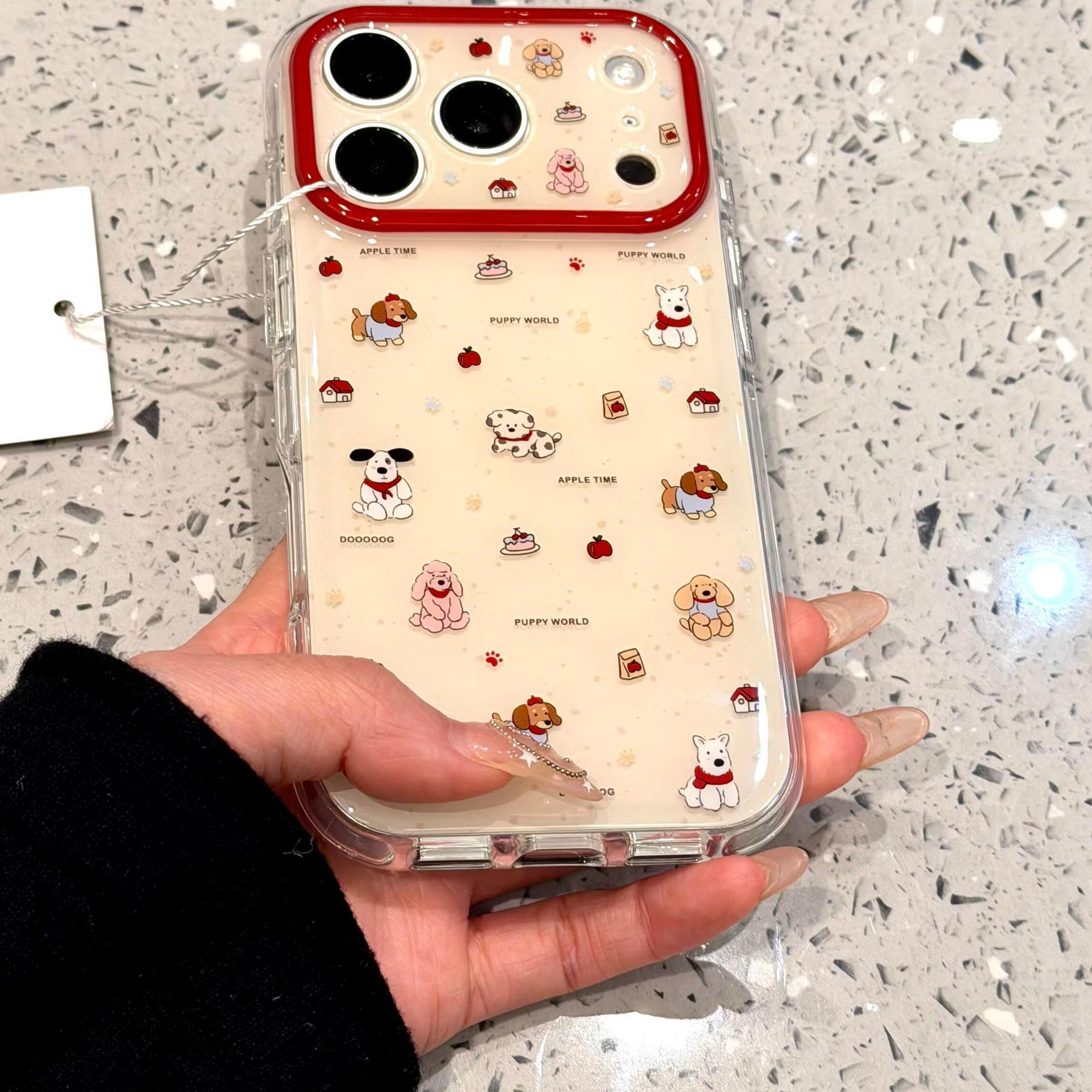 可爱小狗狗适用苹果17promax手机壳iPhone16支架13精孔14硬 精孔IMD-红围巾西高地 颜色款式图 7