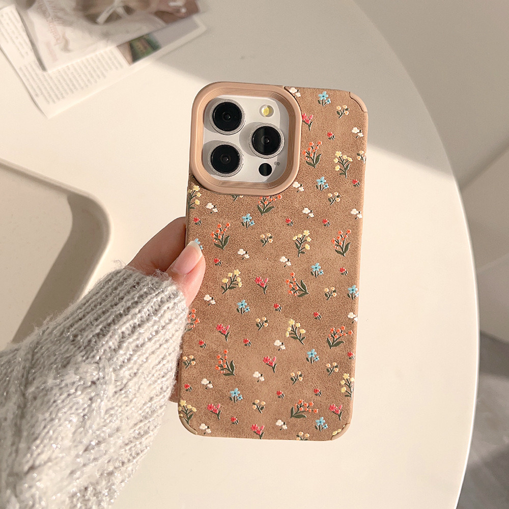 秋冬ins棕色温柔小碎花适用苹果17promax手机壳iphone13新款15pro 商品详情图 5