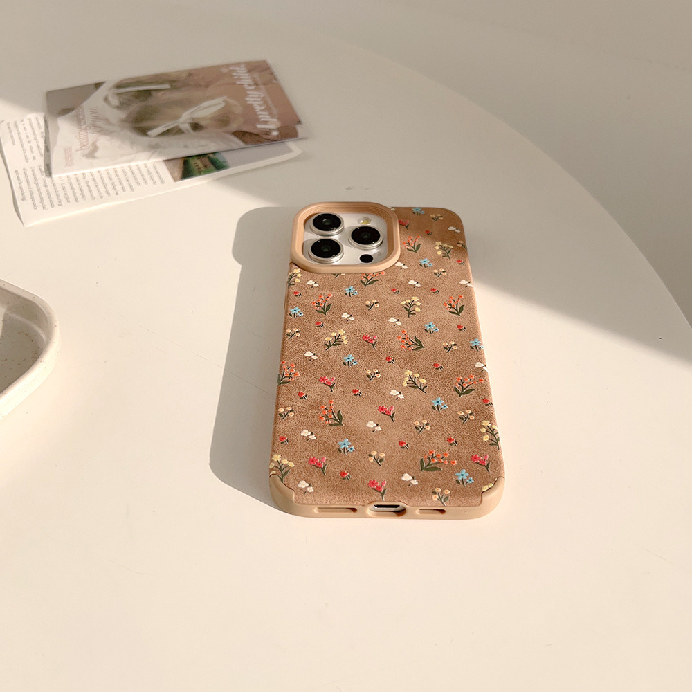 秋冬ins棕色温柔小碎花适用苹果17promax手机壳iphone13新款15pro 商品详情图 7