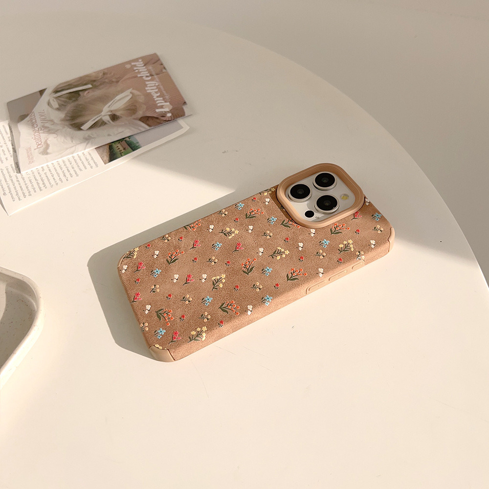 秋冬ins棕色温柔小碎花适用苹果17promax手机壳iphone13新款15pro 商品主图